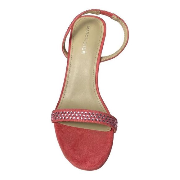 Marc Fisher Women's Pink Open Toe Rhinestone Embellished Heel Sandals Size 9 - Picture 6 of 10